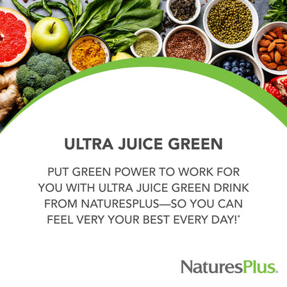 NaturesPlus Ultra Juice Green Drink - 1.32 lb - Supports Immune Health, Digestion & Energy Production - Organic, Non-GMO, Vegan, Gluten Free - 60 Servings - Maple Wellness Supplements