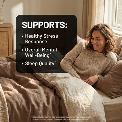 NatureWise Ashwagandha for Stress - With KSM-66 Extract, GABA, L-Theanine, Rhodiola Rosea - Herbal Mood & Sleep Support - Vegan, Non-GMO, Gluten-Free - 60 Capsules[1-Month Supply] - Maple Wellness Supplements