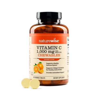 NatureWise Extra Strength Vitamin C Chewable 1000mg for Adults - Natural Orange Flavor - Immune System & Antioxidant Support - Non-GMO - Maple Wellness Supplements