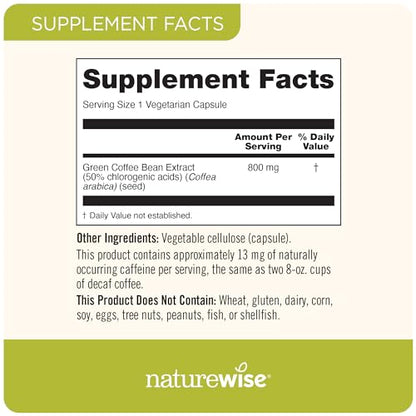 NatureWise Green Coffee Bean Extract - Pure Green Coffee Bean Capsules 800mg - Maple Wellness Supplements