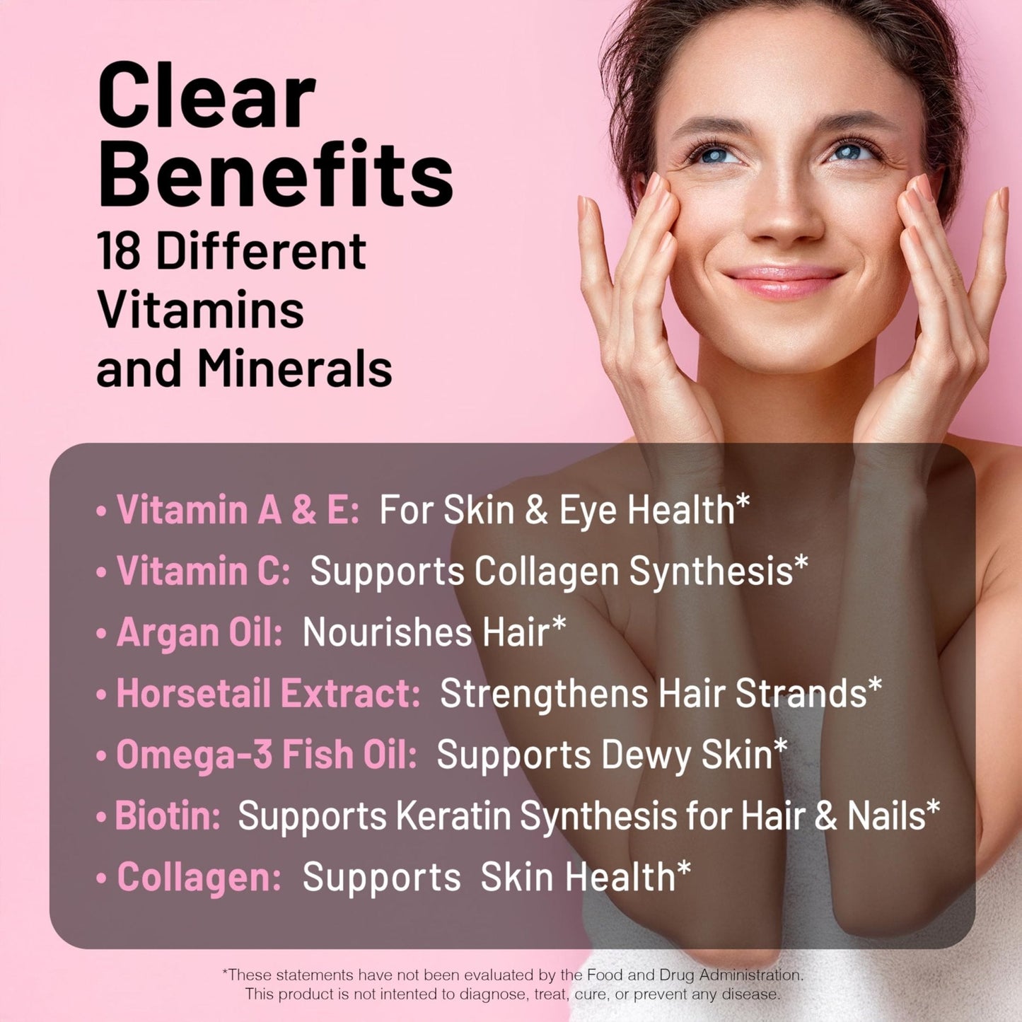 NatureWise Hair Skin and Nails Vitamin, Biotin 5000mcg w/Hyaluronic Acid, Collagen for Women with C, B Complex, D3, A, E, Iron - Maple Wellness Supplements