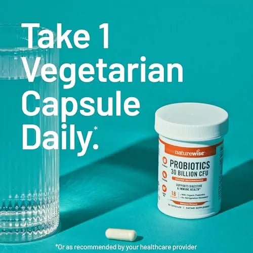 NatureWise Max Probiotics for Women & Men - 30 Billion CFU 18 Strains With Prebiotics - For Gut & Digestive Health - Delayed-Release Capsules, Gluten Free - 60 Capsules[2-Month Supply] - Maple Wellness Supplements