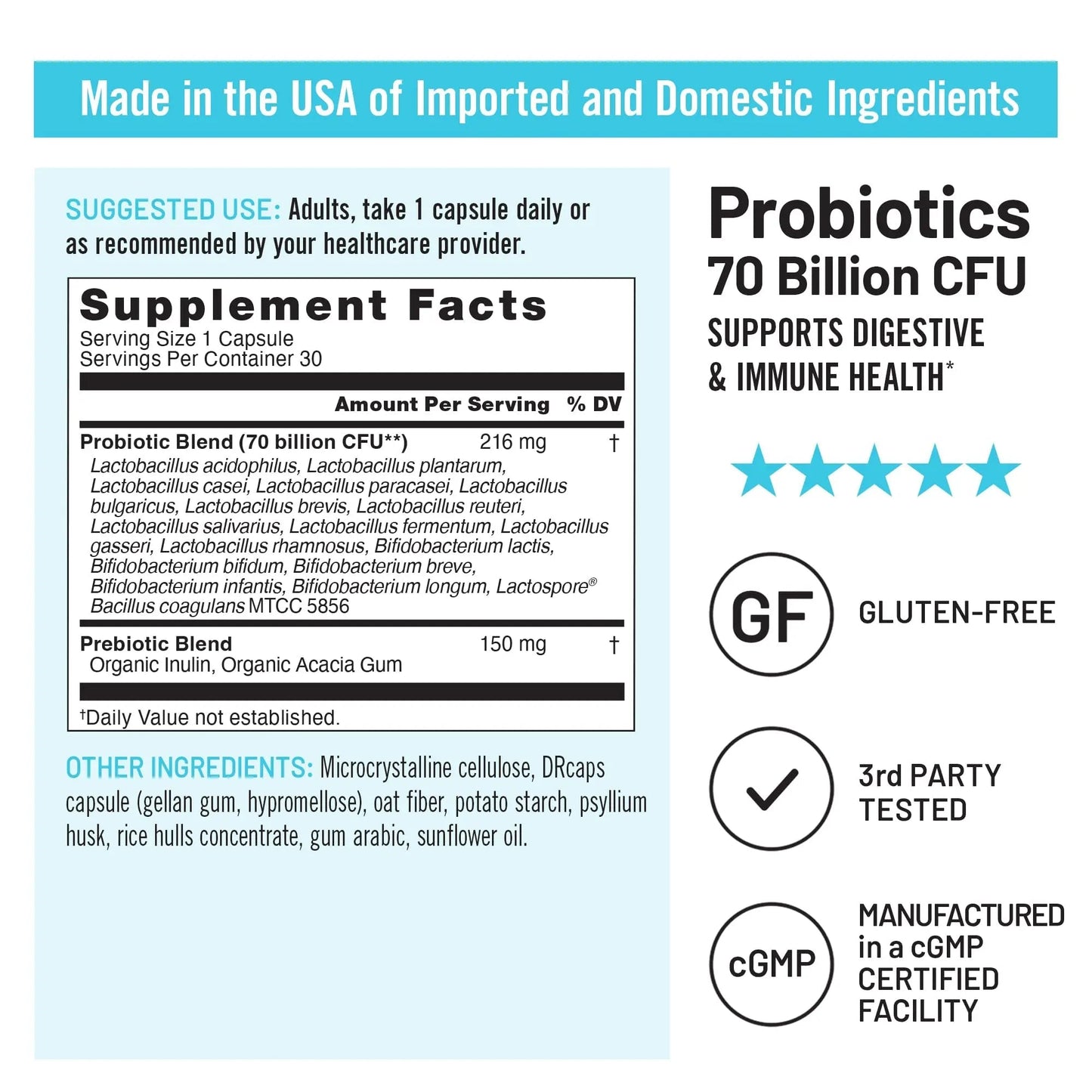 NatureWise Probiotics 70 Billion CFU - 17 Strains + Organic Prebiotics - Immune, Digestive & Gut Health Support for Women & Men - Vegetarian, Gluten-Free, Non-GMO - 30 Capsules[1-Month Supply] - Maple Wellness Supplements