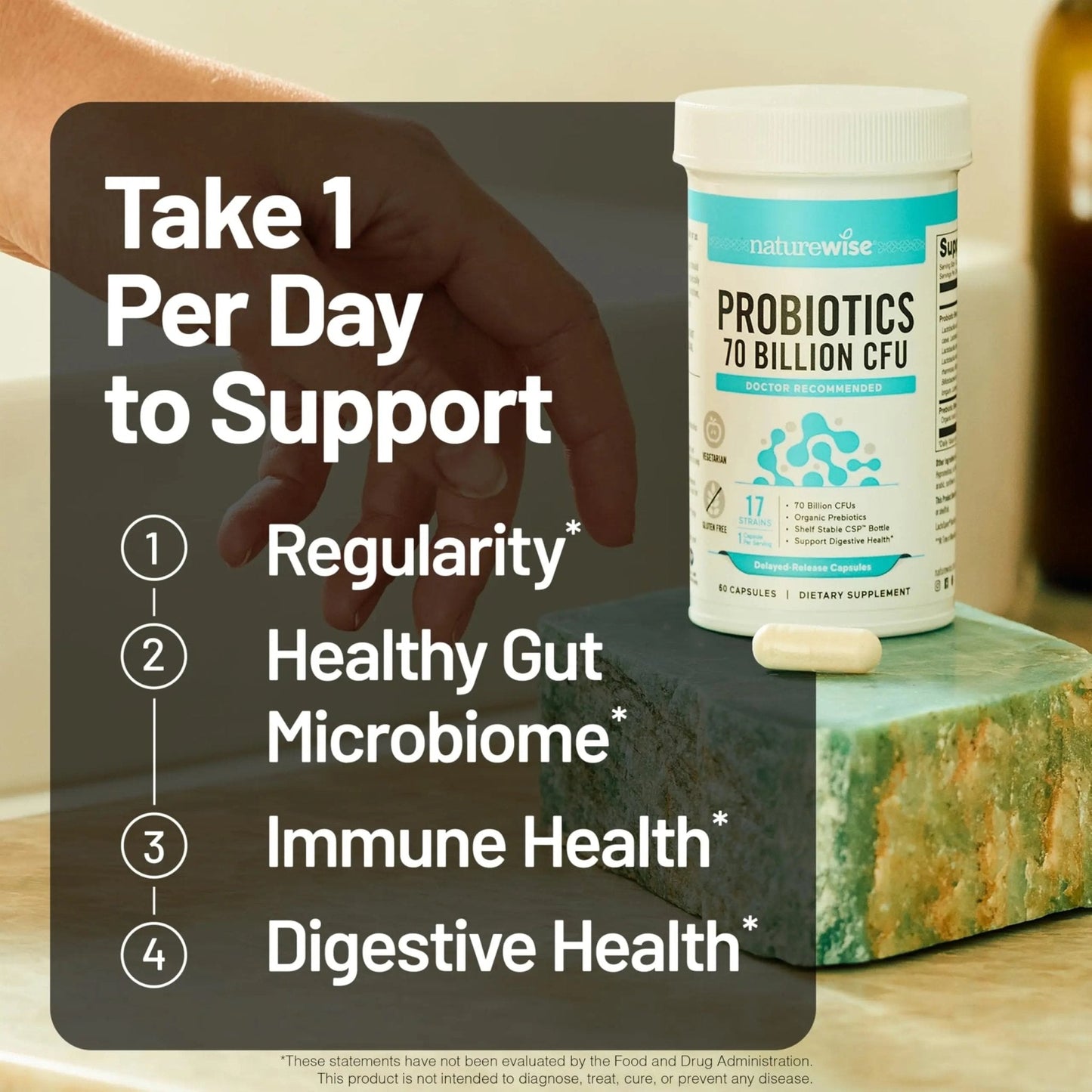 NatureWise Probiotics 70 Billion CFU - 17 Strains + Organic Prebiotics - Immune, Digestive & Gut Health Support for Women & Men - Vegetarian, Gluten-Free, Non-GMO - 60 Capsules[2-Month Supply] - Maple Wellness Supplements
