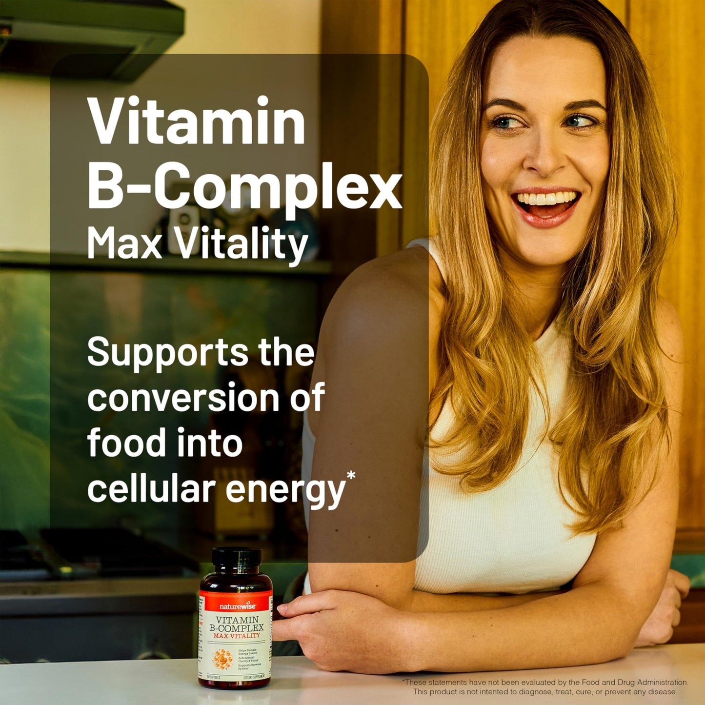 NatureWise Vitamin B Complex for Women and Men - with Folic Acid Biotin B1 B2 B3 B6 B12 - Support Cellular Energy & Mental Clarity - Gluten & Dairy Free - Maple Wellness Supplements