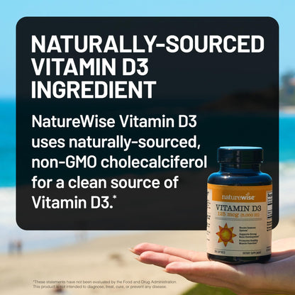 NatureWise Vitamin D3 5000iu (125 mcg) 1 Year Supply for Immune Support, Healthy Muscle Function, and Bone Health - Non-GMO - Maple Wellness Supplements