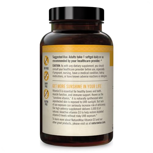 NatureWise Vitamin D3 5000iu (125 mcg) Healthy Muscle Function, and Immune Support - Maple Wellness Supplements