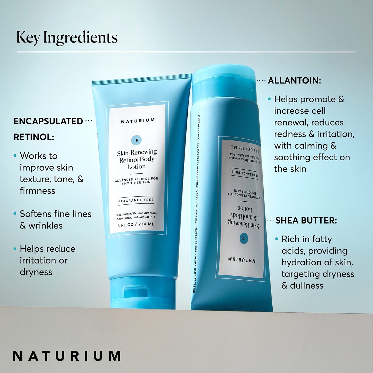 Naturium Skin-Renewing Retinol Body Lotion, Advanced Firming Anti-Aging Skin Care, with Encapsulated Retinol & Shea Butter, 8 oz - Maple Wellness Supplements