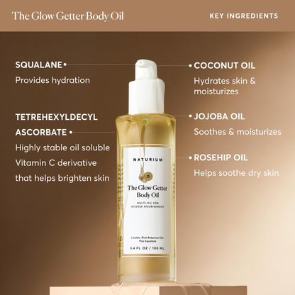 Naturium The Glow Getter Body Oil, Multi-Oil for Intense Nourishment, Hydrating & Moisturizing Formula, Vegan & Cruelty-Free, 3.4 oz - Maple Wellness Supplements