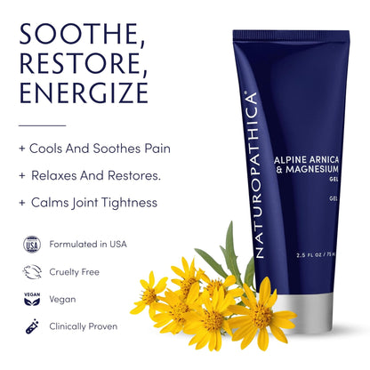 Naturopathica Alpine Arnica & Magnesium Gel, Cooling Massage Gel with Menthol for Muscle Discomfort and Relaxation, 2.5 fl oz - Maple Wellness Supplements
