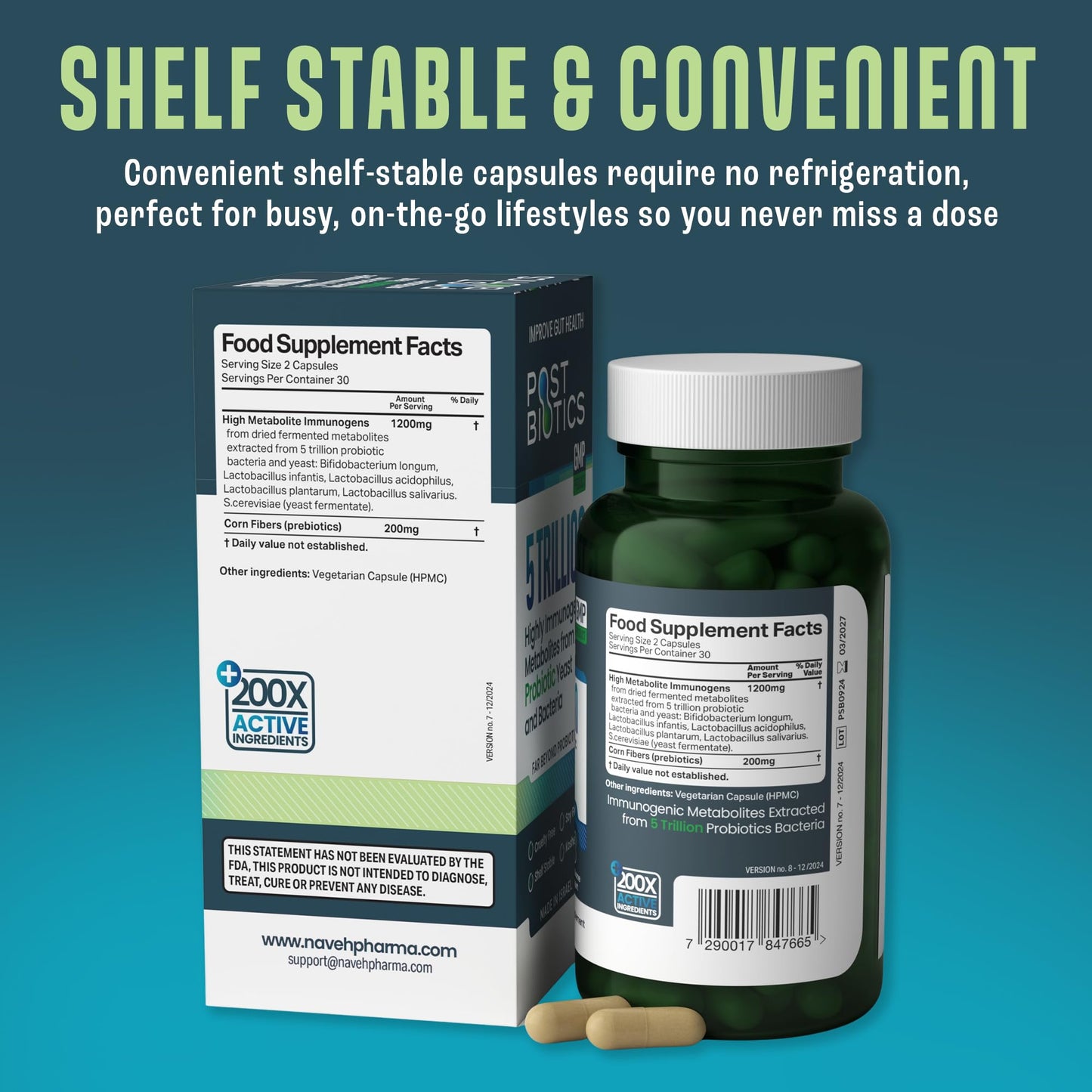 NAVEH PHARMA Adult Postbiotics Capsules for Women and Men | Postbiotics for Gut Health with 200X Ingredients Than Probiotic and Prebiotic | Supports Immunity, Digestion, Microbiome & Metabolism - Maple Wellness Supplements