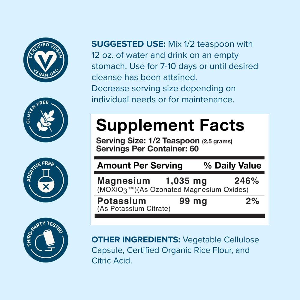 nbpure MagO7 - Natural Colon Cleanse & Detox Powder - Occasional Constipation Relief, Stool Softener, & Bloating Support for Men & Women - Ozonated Magnesium Oxide, 150 Gram - Maple Wellness Supplements