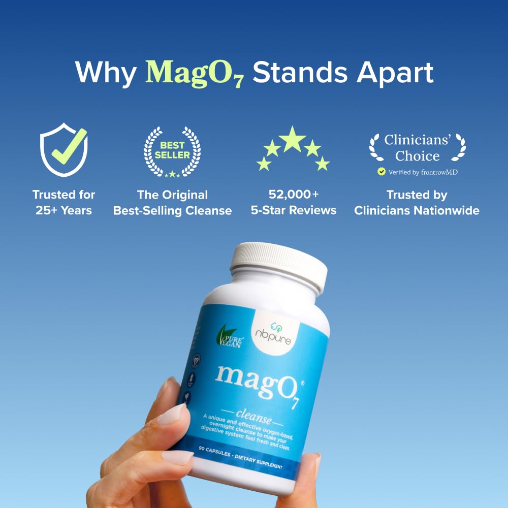 nbpure MagO7 - Natural Colon Cleanse & Detox Powder - Occasional Constipation Relief, Stool Softener, & Bloating Support for Men & Women - Ozonated Magnesium Oxide, 150 Gram - Maple Wellness Supplements