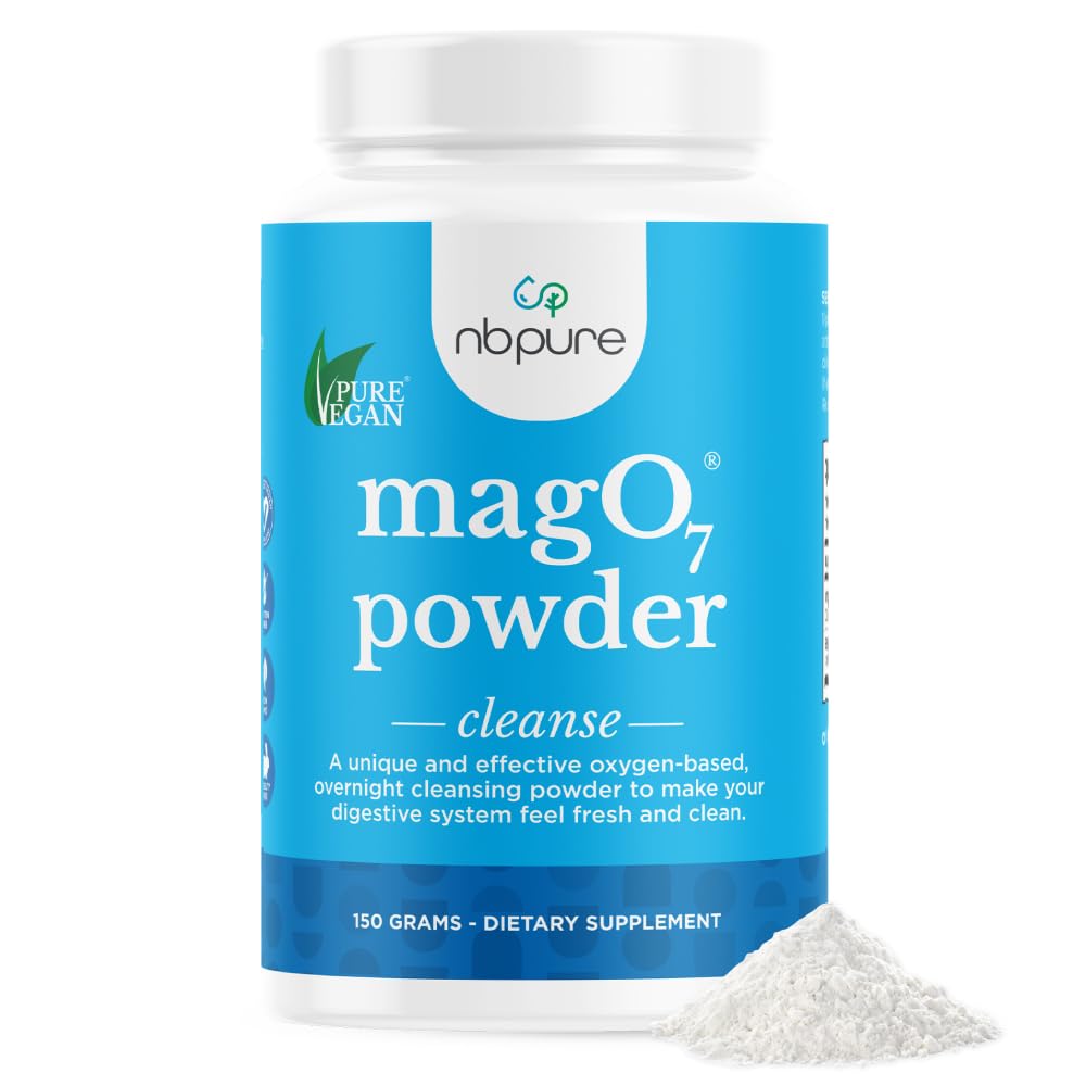 nbpure MagO7 - Natural Colon Cleanse & Detox Powder - Occasional Constipation Relief, Stool Softener, & Bloating Support for Men & Women - Ozonated Magnesium Oxide, 150 Gram - Maple Wellness Supplements