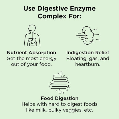 nbpure Vegan Digestive Enzyme Complex – Daily Bloating, Gas, & Food Digestive Support for Women & Men – 12 Enzymes & 3 Herbs – Lactase, Protease, Lipase - Maple Wellness Supplements