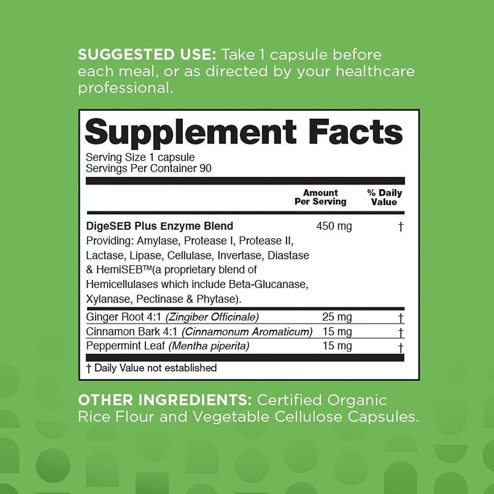 nbpure Vegan Digestive Enzyme Complex – Daily Bloating, Gas, & Food Digestive Support for Women & Men – 12 Enzymes & 3 Herbs – Lactase, Protease, Lipase - Maple Wellness Supplements