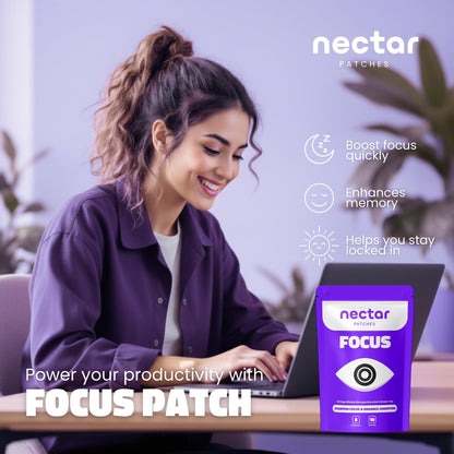 Nectar Focus Patches | Natural Cognitive Support with Ginkgo Biloba, Bacopa & Magnesium for Memory – Mental Clarity Neuro Patches for Work, Study – Clean Plant-Based Nootropic Alternative | 30 Count - Maple Wellness Supplements