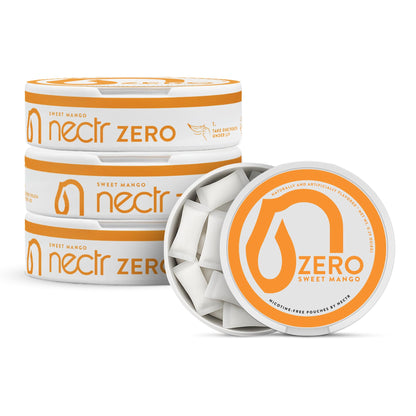 Nectr Energy Zero Pouches - No Caffeine, No Sugar, Zero Calories Mini Pouches for Oral Fixation and Stress Relief - 4 Pucks of 20 - Sweet Mango Flavor - Maple Wellness Supplements