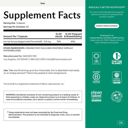 Needed. Prenatal Iron Supplement - Pregnancy, Breastfeeding, Postpartum - Aids Energy, Birth Weight & Baby's Neural Development - Maple Wellness Supplements