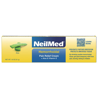 NeilMed Hemorrhoidal Pain Relief Cream with Aloe & Vitamin E, Hemorrhoid Treatment, Pain Relief, Relieves Burning, Itching and Discomfort, 1.8 oz. - Maple Wellness Supplements