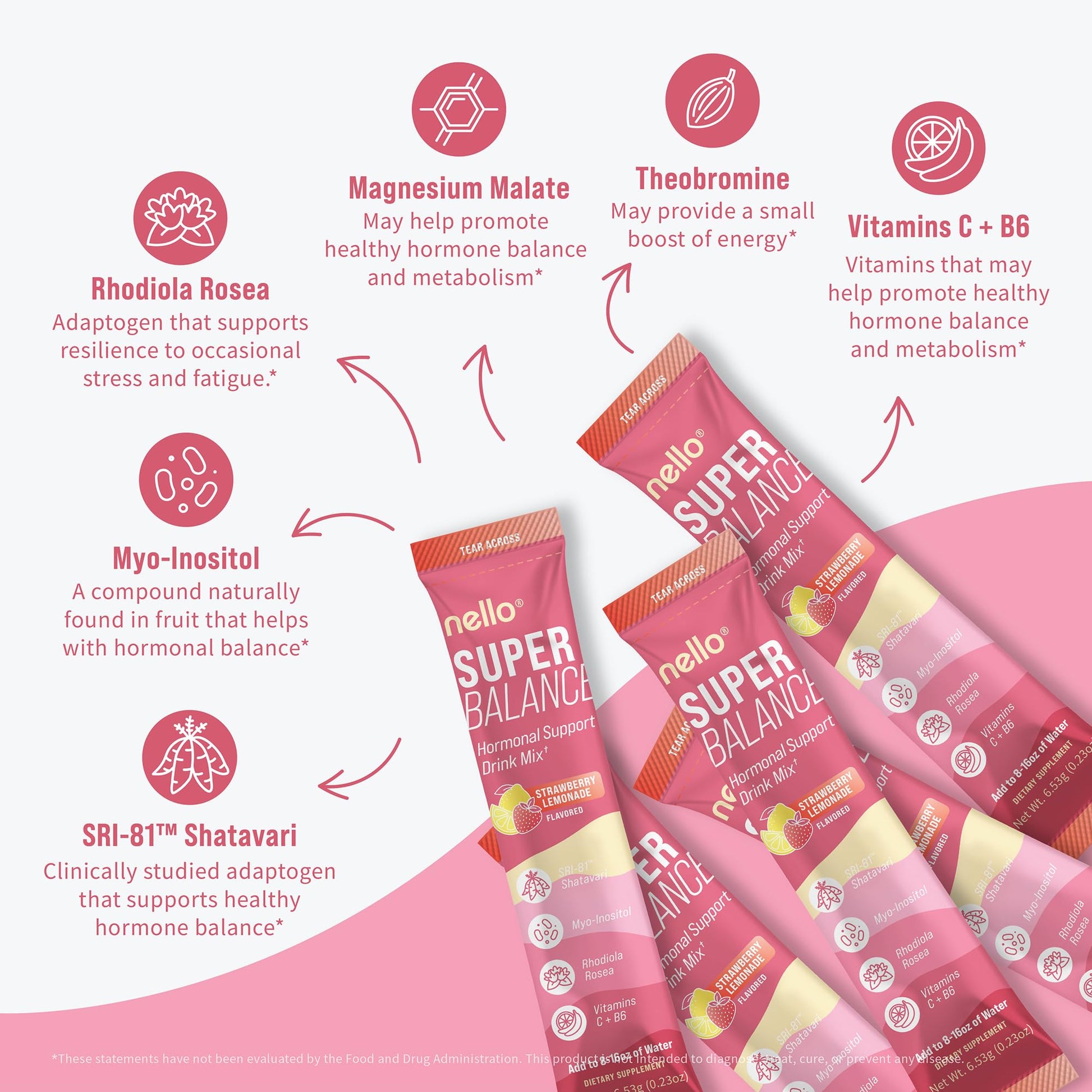 Nello Superbalance Hormonal Support Drink Mix, SRI-81 Shatavari, Myo-Inositol, Rhodiola Rosea, Vitamin C, Magnesium, Theobromine - Maple Wellness Supplements