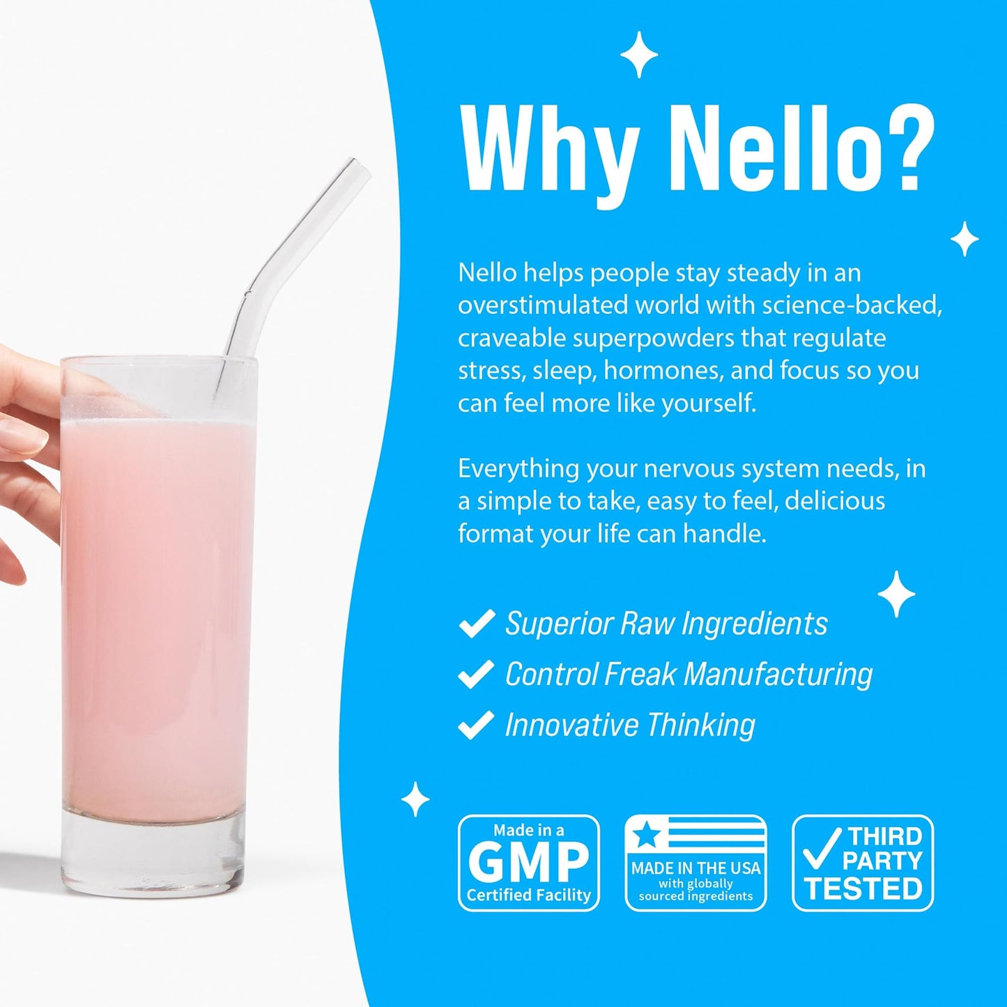 Nello Supercalm Powdered Drink Mix, Cortisol Reducer*, Sleep Aid Supplement, L Theanine, Ksm-66 Ashwagandha, Magnesium Glycinate, Vitamin D 3, No Sugar - Maple Wellness Supplements