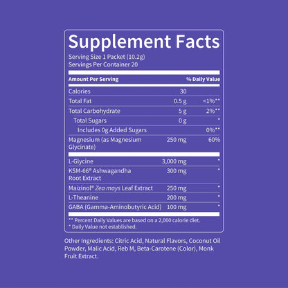 Nello Supersleep, Nighttime Sleep Support Drink Mix, Ashwagandha, Maizinol, L-Glycine, Magnesium Glycinate, Peach Dream (Pack of 20) - Maple Wellness Supplements