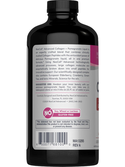 NeoCell Advanced Liquid Collagen | 4000 mg | Pomegranate and Fruit Juice Concentrates | for Women and Men | 16 fl oz - Maple Wellness Supplements
