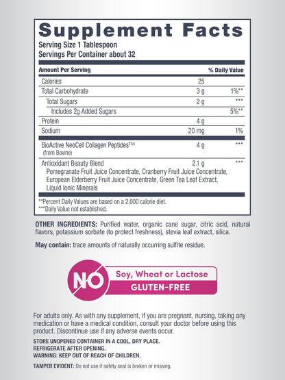 NeoCell Advanced Liquid Collagen | 4000 mg | Pomegranate and Fruit Juice Concentrates | for Women and Men | 16 fl oz - Maple Wellness Supplements