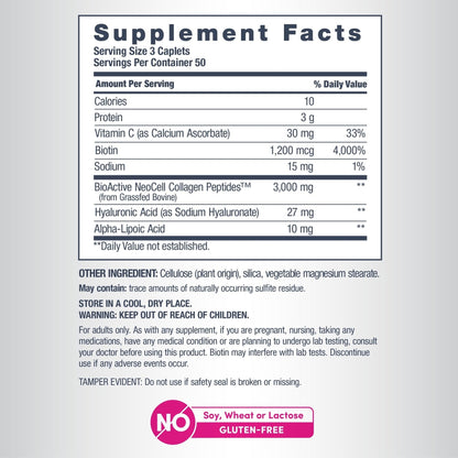 NeoCell Collagen Beauty Builder | 150 Caplets | Grass Fed BioActive Peptides | with Biotin and Hyaluronic Acid | Radiant Skin & Strong Nails Supplement - Maple Wellness Supplements