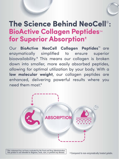 NeoCell Collagen Peptides Pills | 270 Caplets | with Vitamin C and Biotin | Grass Fed Bovine | Hair, Skin, & Nails | for Women and Men - Maple Wellness Supplements