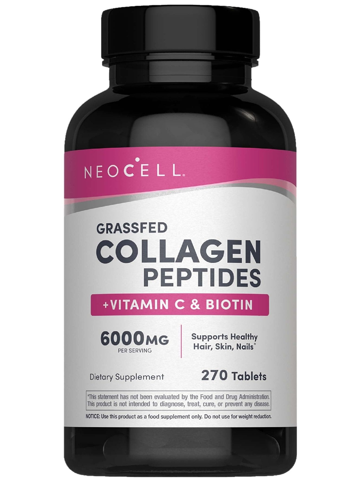 NeoCell Collagen Peptides Pills | 270 Caplets | with Vitamin C and Biotin | Grass Fed Bovine | Hair, Skin, & Nails | for Women and Men - Maple Wellness Supplements