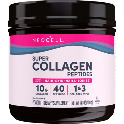 NeoCell Grassfed Collagen Peptides Powder | 14 oz | Unflavored | for Women and Men | Hair, Skin, & Nails - Maple Wellness Supplements