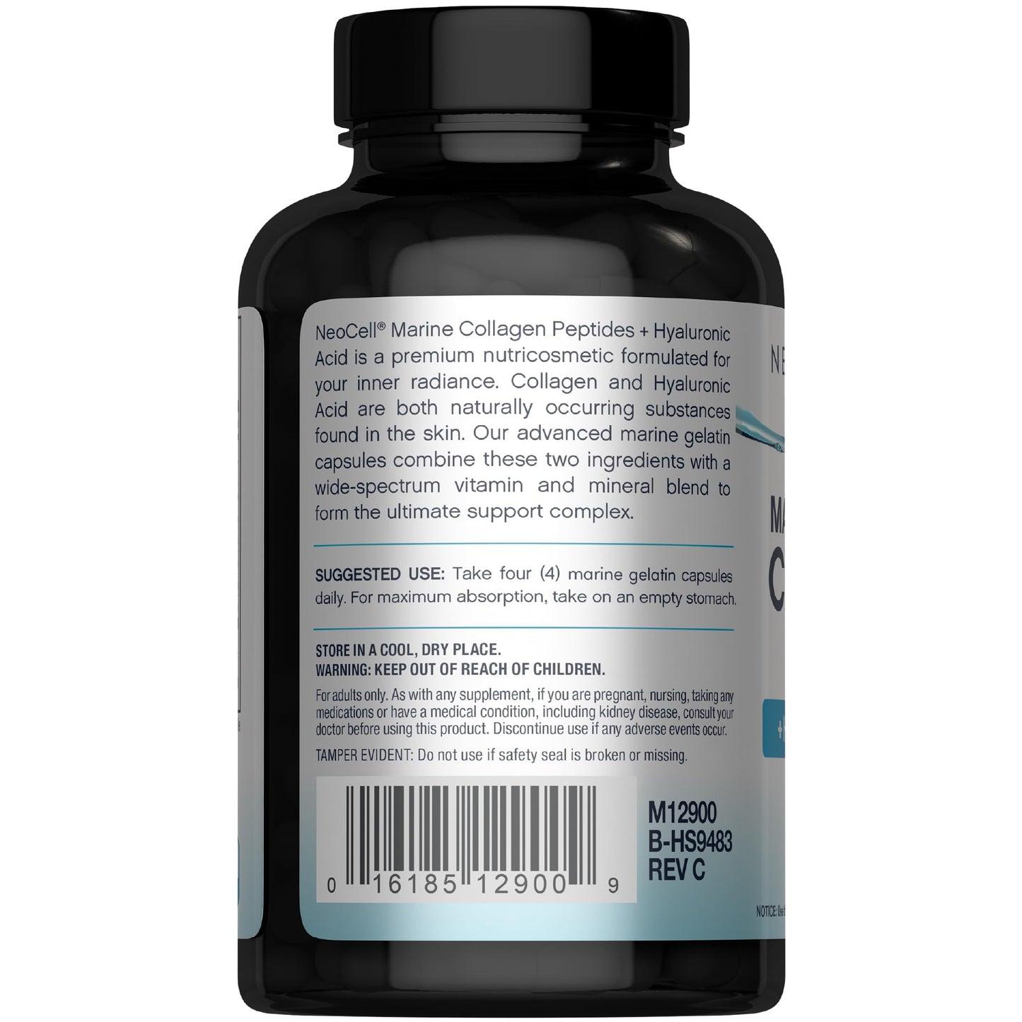 NeoCell Marine Collagen Peptides Capsules | 120 Pills | with Hyaluronic Acid | Plus Vitamin C | for Women and Men - Maple Wellness Supplements
