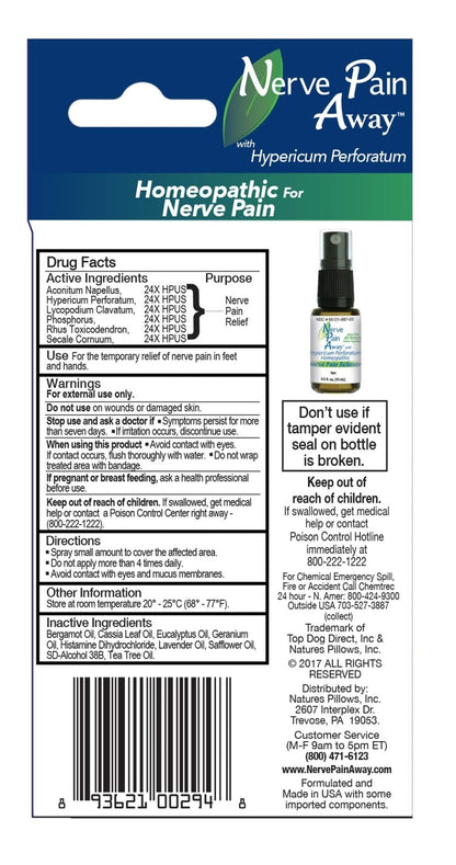 Nerve Pain Away – Homeopathic Topical Spray for Temporary Nerve Pain Relief in Hands and Feet - Maple Wellness Supplements