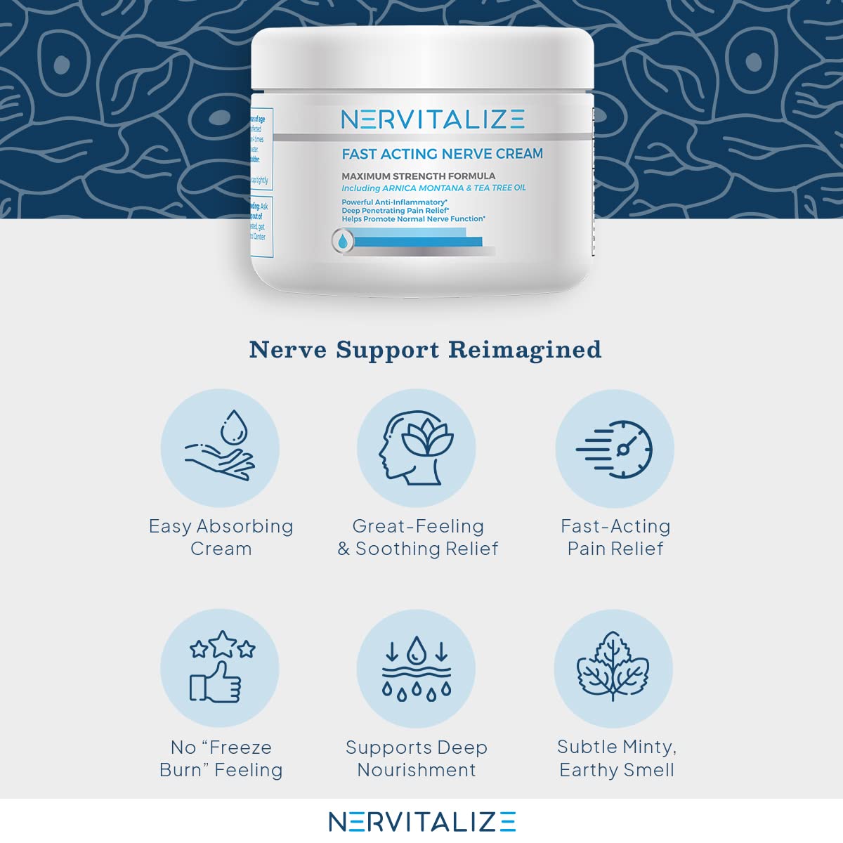 Nervitalize Fast Acting Nerve Pain Relief Cream Maximum Strength Formula - 3 fl oz - Helps Provide Neuro Pain Relief and Deep Nerve Nourishment to Support Normal Nerve Function - Made in The USA - Maple Wellness Supplements