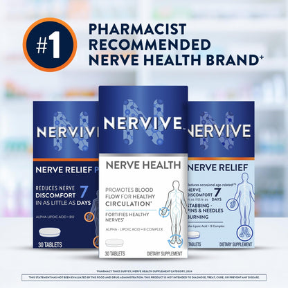 Nervive Nerve Health, Alpha Lipoic Acid, Fortify Nerve Health, Healthy Nerve Function, Healthy Blood Circulation, Supplement, Tablet, 60 Tablets - Maple Wellness Supplements