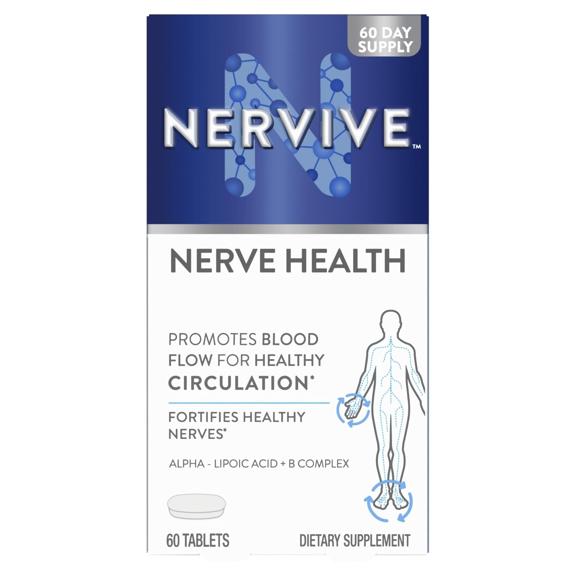 Nervive Nerve Health, Alpha Lipoic Acid, Fortify Nerve Health, Healthy Nerve Function, Healthy Blood Circulation, Supplement, Tablet, 60 Tablets - Maple Wellness Supplements