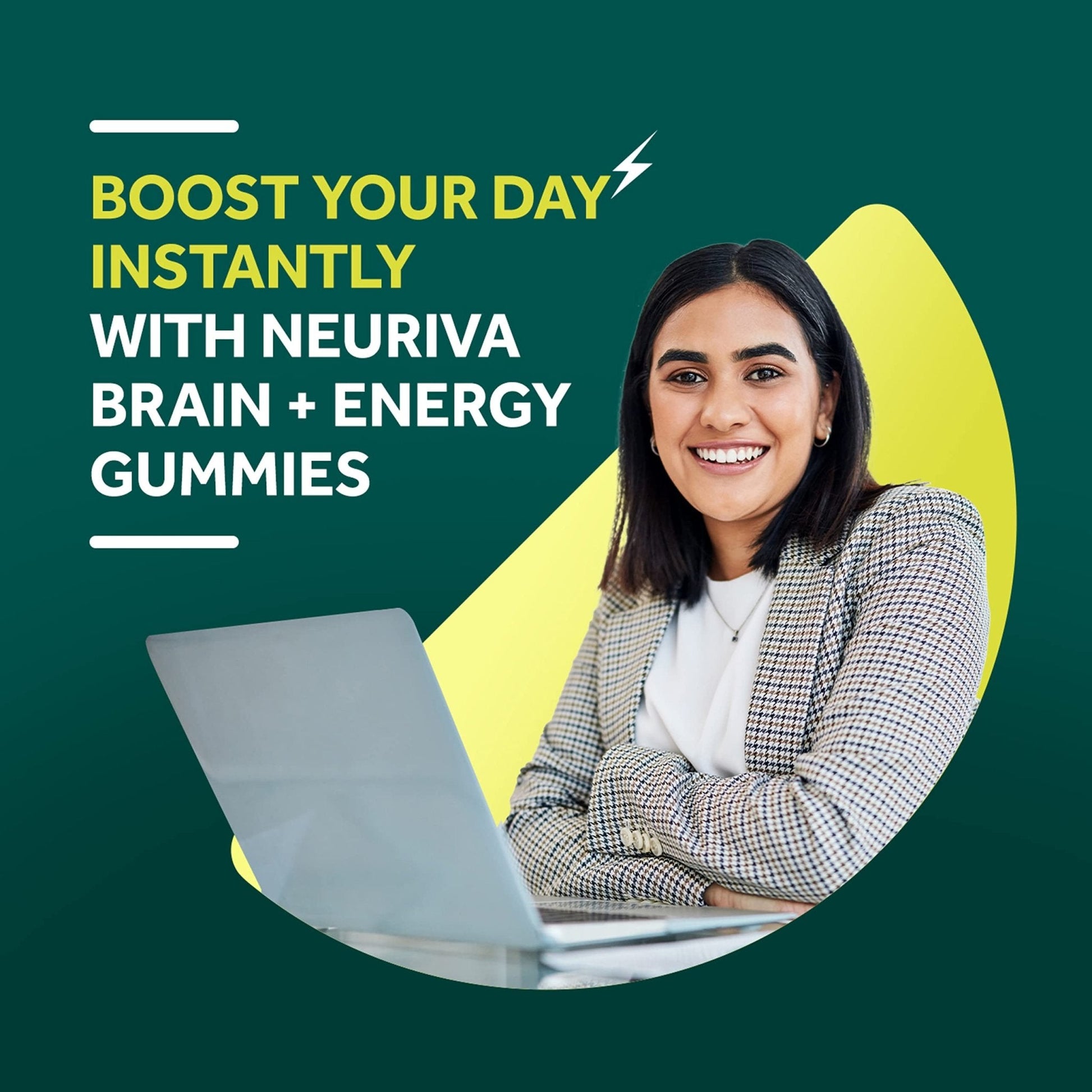 NEURIVA Brain + Energy Gummies, Nootropic Brain Supplements for Focus and Concentration with Neurofactor, Vitamin B12 & Caffeine for an Energy Boost*, 75ct Natural BlackBerry - Maple Wellness Supplements