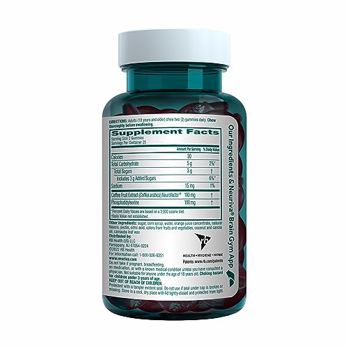 NEURIVA Original Brain Supplement for Memory, Focus & Concentration + Learning & Accuracy with Clinically Tested Nootropics Phosphatidylserine and Neurofactor, Strawberry Flavor, 50 Gummies - Maple Wellness Supplements
