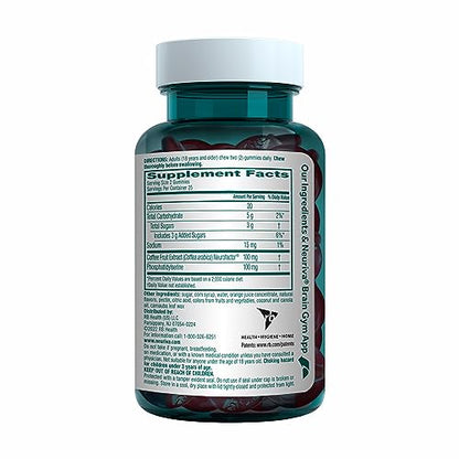 NEURIVA Original Brain Supplement for Memory, Focus & Concentration + Learning & Accuracy with Clinically Tested Nootropics Phosphatidylserine and Neurofactor, Strawberry Flavor, 50 Gummies - Maple Wellness Supplements
