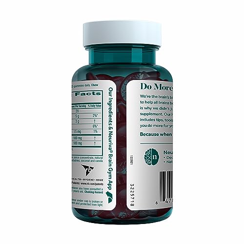 NEURIVA Original Brain Supplement for Memory, Focus & Concentration + Learning & Accuracy with Clinically Tested Nootropics Phosphatidylserine and Neurofactor, Strawberry Flavor, 50 Gummies - Maple Wellness Supplements