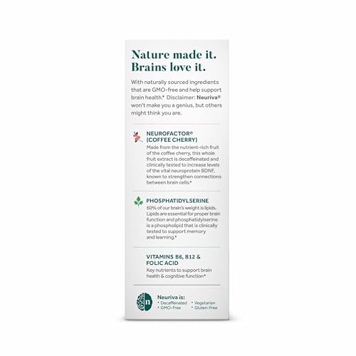 NEURIVA Plus Brain Supplement for Memory and Focus Clinically Tested Nootropics for Concentration for Mental Clarity, Cognitive Enhancement Vitamins B6, B12 - Maple Wellness Supplements