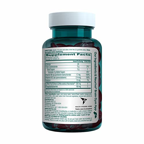 NEURIVA Plus Decaffeinated Nootropic Brain Supplement for Memory, Focus & Concentration & Cognitive Function, Clinically Tested NeuroFactor, Phosphatidylserine, Vitamins B6 B12,50ct Strawberry Gummies - Maple Wellness Supplements