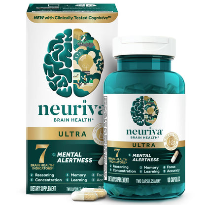 NEURIVA Ultra Decaffeinated Clinically Tested Supplement for Mental Alertness, Memory, Focus & Concentration, Cognivive, Neurofactor - Maple Wellness Supplements