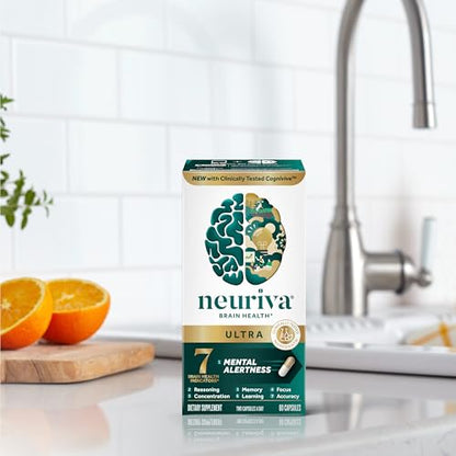 NEURIVA Ultra Decaffeinated Clinically Tested Supplement for Mental Alertness, Memory, Focus & Concentration, Cognivive, Neurofactor - Maple Wellness Supplements
