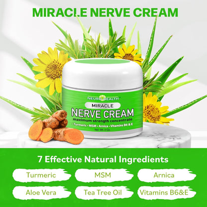 Neuro Health Miracle Nerve Cream - XL 4oz JAR - Maximum Strength - Turmeric and Arnica Blend for Neuropathy Discomfort Relief - Soothing Foot & Hand Formula with MSM, B6, E - Made in USA - Maple Wellness Supplements