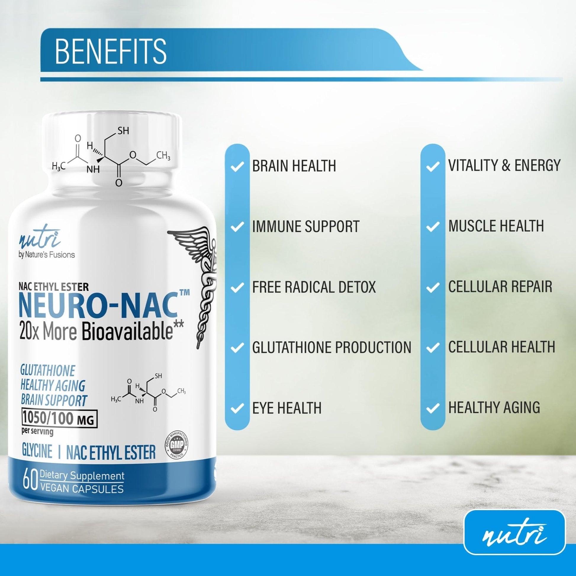 Neuro NAC Supplement N-Acetyl Cysteine Ethyl Ester - 20x More Bioavailable Than NAC 600 mg - Boost Glutathione 10x More Than Liposomal Glutathione - Maple Wellness Supplements