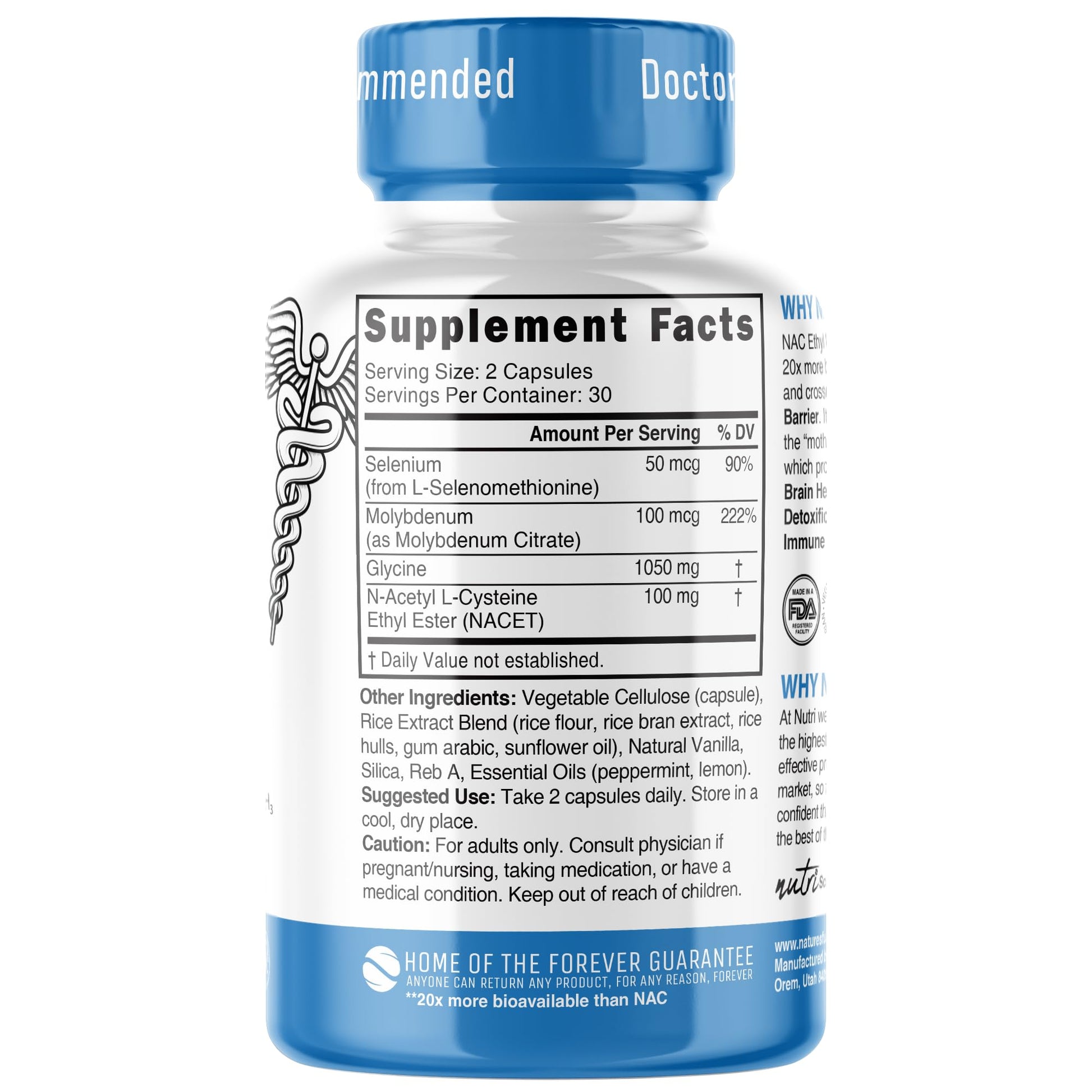 Neuro NAC Supplement N-Acetyl Cysteine Ethyl Ester - 20x More Bioavailable Than NAC 600 mg - Boost Glutathione 10x More Than Liposomal Glutathione - Maple Wellness Supplements