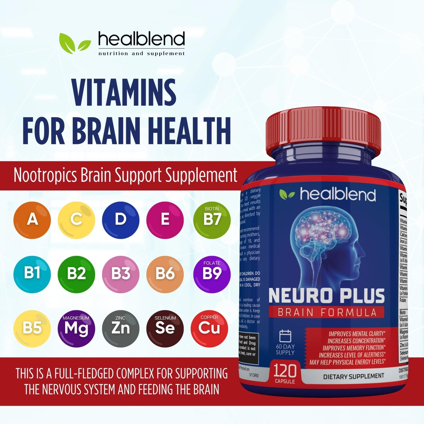 Neuro Plus Brain & Focus Formula - Nootropic Brain Booster Supplement, Supports Brain Health, Mental Clarity & Focus - Enhances Concentration & Mental Energy – 120 Capsules (1) - Maple Wellness Supplements